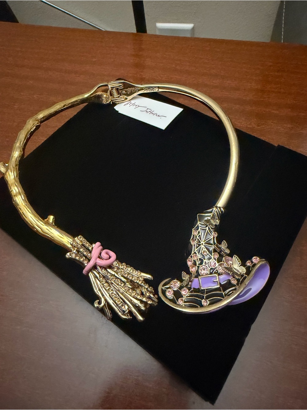 Betsey Johnson Gold-Tone Collar Necklace with Purple and Pink Enamel - Picture 4 of 5